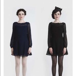 RARE Dear Creatures Lula Dress Black Long Sleeve